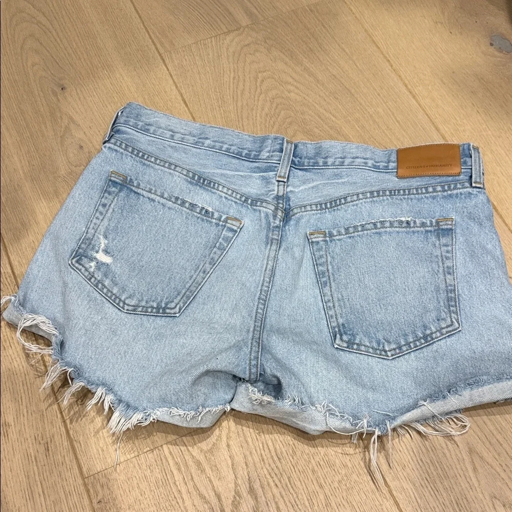 Citizens Of Humanity Frayed Light Blue Jean Shorts - Picture 3 of 4